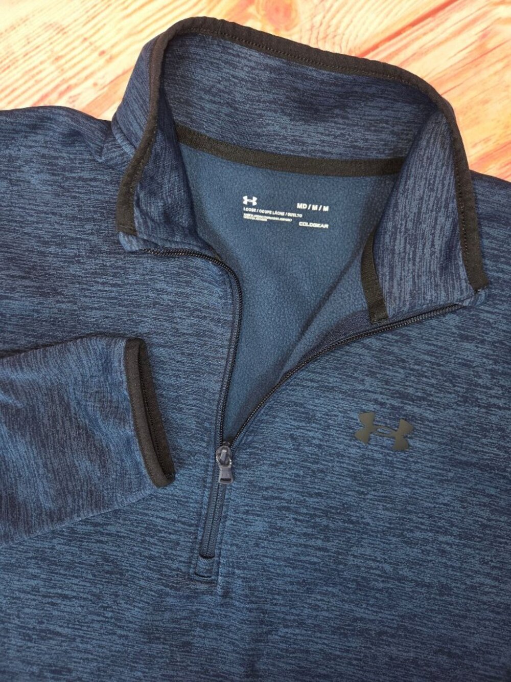 Under Armour Coldgear Navy Loose Fit 1/4 Zip Pullover Medium